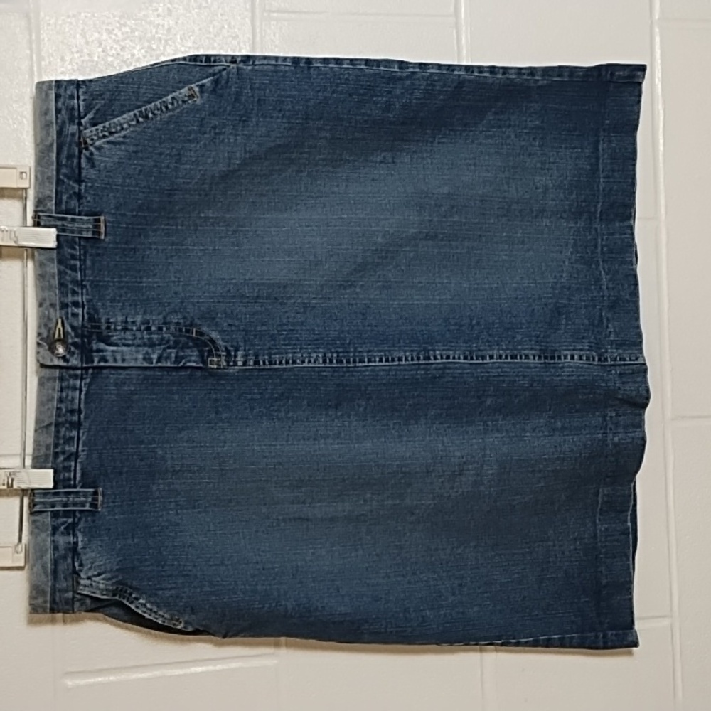 Tommy Hilfiger Knee Length Denim Stretch Skirt Back Vent 16